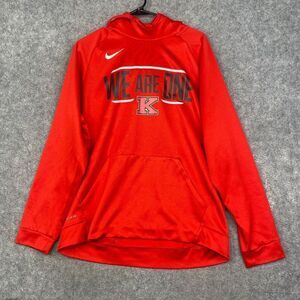 Nike Therma Dri Fit Mens Pullover Athletic Training Hoodie Large Logo Red 867302